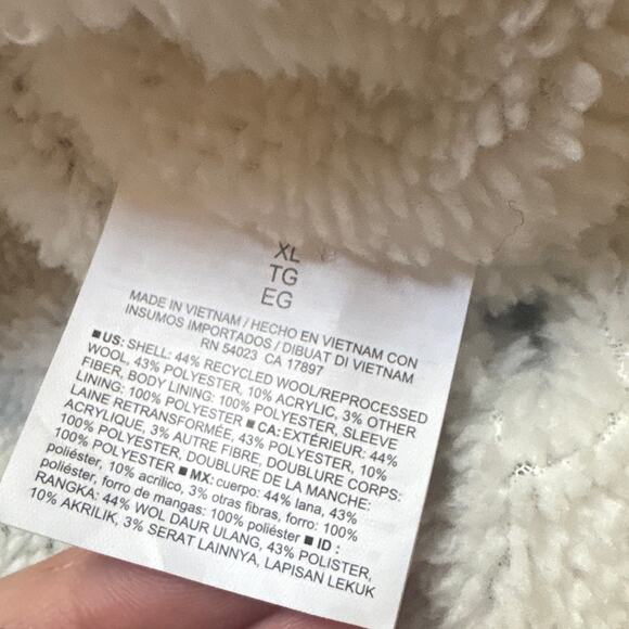 Old Navy blue red plaid wool blend fleece sherpa lined zip bomber jacket SIZE XL - Picture 5 of 6